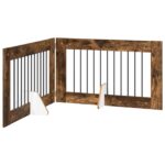 vidaXL Skladacia psia brána so stojanmi 2 pcs Dymový dub 200,5 cm – Obrázok 9