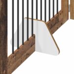 vidaXL Skladacia psia brána so stojanmi 2 pcs Staré drevo 200,5 cm – Obrázok 5