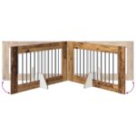 vidaXL Skladacia psia brána so stojanmi 2 pcs Staré drevo 200,5 cm – Obrázok 6