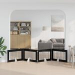 vidaXL Skladacia psia brána so stojanmi 4 pcs Čierny dub 401 cm