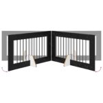vidaXL Skladacia psia brána so stojanmi 4 pcs Čierny dub 401 cm – Obrázok 5