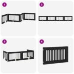 vidaXL Skladacia psia brána so stojanmi 4 pcs Čierny dub 401 cm – Obrázok 7