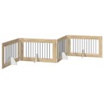 vidaXL Skladacia psia brána so stojanmi 4 pcs Dub sonoma 401 cm – Obrázok 2