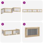 vidaXL Skladacia psia brána so stojanmi 4 pcs Dub sonoma 401 cm – Obrázok 9