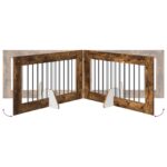vidaXL Skladacia psia brána so stojanmi 4 pcs Dymový dub 401 cm – Obrázok 5