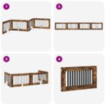 vidaXL Skladacia psia brána so stojanmi 4 pcs Dymový dub 401 cm – Obrázok 9