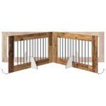 vidaXL Skladacia psia brána so stojanmi 4 pcs Staré drevo 401 cm – Obrázok 5
