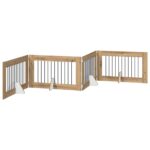 vidaXL Skladacia psia brána so stojanmi 4 pcs Dub artisan 401 cm – Obrázok 8