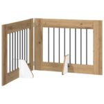 vidaXL Skladacia psia brána so stojanmi 2 pcs Dub artisan 160,5 cm – Obrázok 2