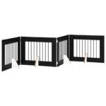 vidaXL Skladacia psia brána so stojanmi 4 pcs Čierny dub 321 cm – Obrázok 2