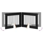 vidaXL Skladacia psia brána so stojanmi 4 pcs Čierny dub 321 cm – Obrázok 5