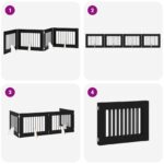 vidaXL Skladacia psia brána so stojanmi 4 pcs Čierny dub 321 cm – Obrázok 7