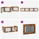 vidaXL Skladacia psia brána so stojanmi 4 pcs Dymový dub 321 cm – Obrázok 7