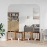 vidaXL Skladacia psia brána so stojanmi 4 pcs Staré drevo 321 cm