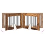 vidaXL Skladacia psia brána so stojanmi 4 pcs Staré drevo 321 cm – Obrázok 5