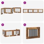 vidaXL Skladacia psia brána so stojanmi 4 pcs Staré drevo 321 cm – Obrázok 7