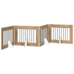 vidaXL Skladacia psia brána so stojanmi 4 pcs Remeselný Dub 321 cm – Obrázok 8