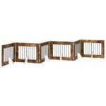 vidaXL Skladacia psia brána so stojanmi 6 pcs Dymový dub 482 cm – Obrázok 2