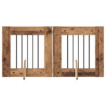 vidaXL Skladacia psia brána so stojanmi 2 pcs Staré drevo 120,5 cm – Obrázok 2