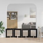 vidaXL Skladacia psia brána so stojanmi 4 pcs Čierny dub 241 cm