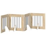 vidaXL Skladacia psia brána so stojanmi 4 pcs Dub sonoma 241 cm – Obrázok 2