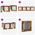 vidaXL Skladacia psia brána so stojanmi 4 pcs Dymový dub 241 cm – Obrázok 9