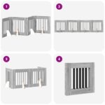 vidaXL Skladacia psia brána so stojanmi 4 pcs Sivá sonoma 241 cm – Obrázok 7