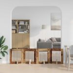vidaXL Skladacia psia brána so stojanmi 4 pcs Staré drevo 241 cm