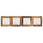vidaXL Skladacia psia brána so stojanmi 4 pcs Staré drevo 241 cm – Obrázok 8