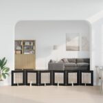 vidaXL Skladacia psia brána so stojanmi 6 pcs Čierny dub 362 cm