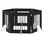 vidaXL Skladacia psia brána so stojanmi 6 pcs Čierny dub 362 cm – Obrázok 2