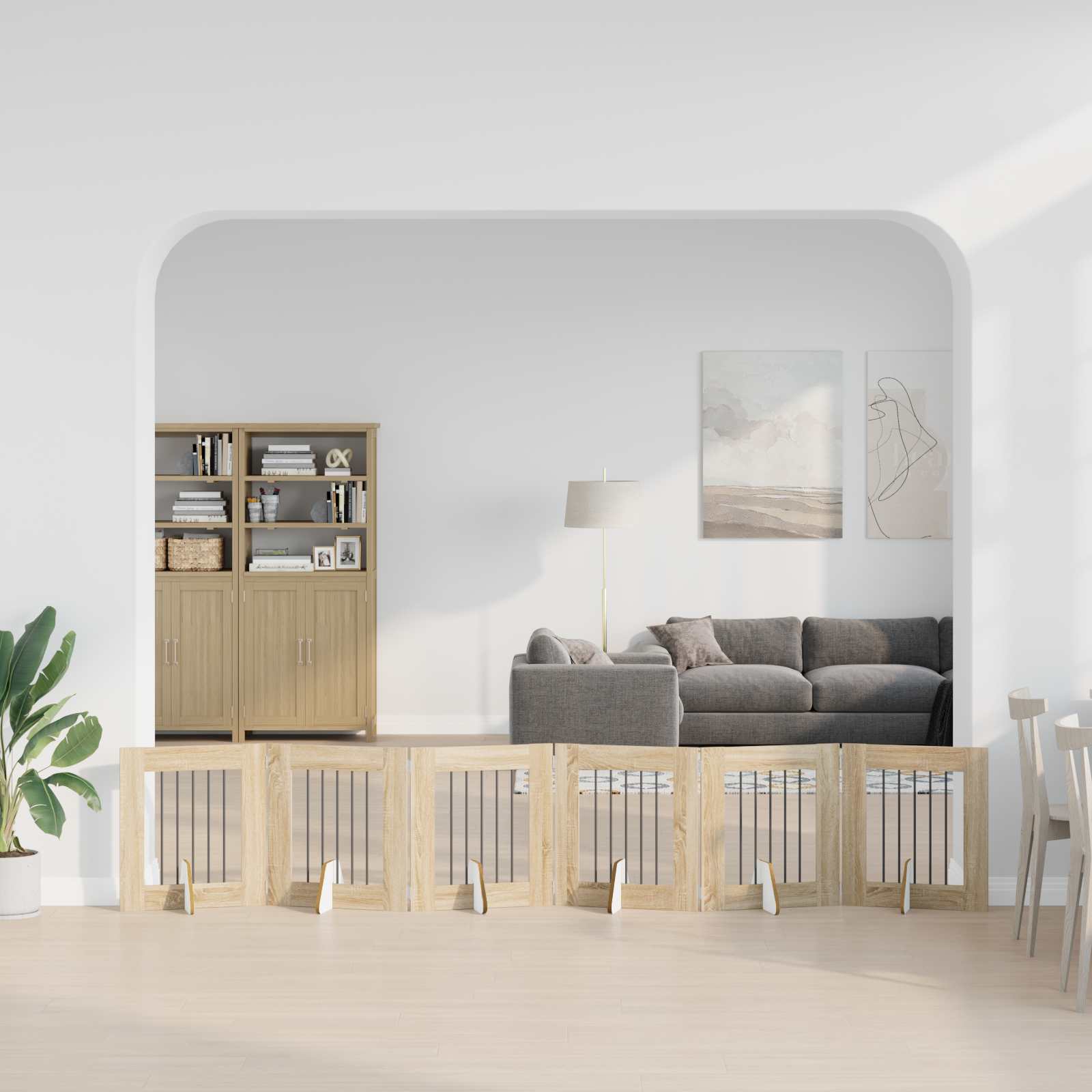 892158_1.jpg vidaXL Skladacia psia brána so stojanmi 6 pcs Dub sonoma 362 cm – Obrázok 1