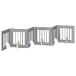 vidaXL Skladacia psia brána so stojanmi 6 pcs Sivá sonoma 362 cm – Obrázok 2