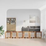 vidaXL Skladacia psia brána so stojanmi 6 pcs Staré drevo 362 cm