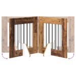 vidaXL Skladacia psia brána so stojanmi 6 pcs Staré drevo 362 cm – Obrázok 5