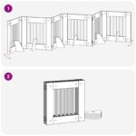 vidaXL Skladacia psia brána so stojanmi 6 pcs Staré drevo 362 cm – Obrázok 6