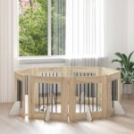vidaXL Skladacia psia brána so stojanmi 8 pcs Dub sonoma 60 cm – Obrázok 3