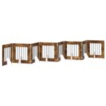 vidaXL Skladacia psia brána so stojanmi 8 pcs Dymový dub 60 cm – Obrázok 9
