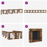 vidaXL Skladacia psia brána so stojanmi 8 pcs Dymový dub 60 cm – Obrázok 6