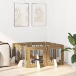 vidaXL Skladacia psia brána so stojanmi 8 pcs Dub artisan 60 cm