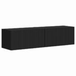 vidaXL TV nástenná skriňa Nástenný 2 pcs Čierna 60 x 31 x 29,5 cm – Obrázok 2