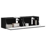 vidaXL TV nástenná skriňa Nástenný 2 pcs Čierna 60 x 31 x 29,5 cm – Obrázok 3