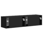 vidaXL TV nástenná skriňa Nástenný 2 pcs Čierna 60 x 31 x 29,5 cm – Obrázok 9