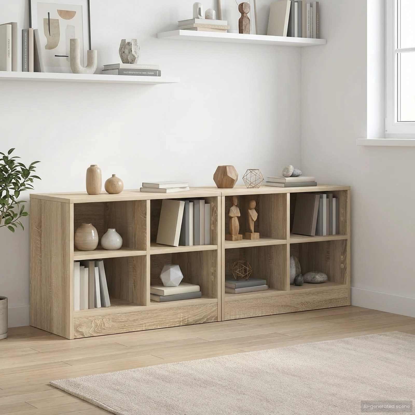 893725_1.jpg vidaXL Skriňa pod posteľ s poličkou 2 pcs Dub sonoma 66 x 33 x 48 cm – Obrázok 1