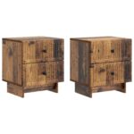 vidaXL Nočný stolík so zásuvkou 2 pcs Staré drevo 43 x 34,5 x 47,5 cm