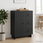 vidaXL Servírovacia skriňa Čierna 66 x 34,5 x 90 cm Kompozitné drevo