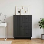 vidaXL Servírovacia skriňa Čierna 66 x 34,5 x 90 cm Kompozitné drevo – Obrázok 4