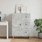 vidaXL Servírovacia skriňa so zásuvkou Betónovo sivá 66 x 34,5 x 90 cm – Obrázok 4