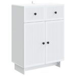 vidaXL Servírovacia skriňa Biela 66 x 34,5 x 90 cm Kompozitné drevo – Obrázok 2