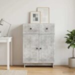 vidaXL Servírovacia skriňa so zásuvkou Betónovo sivá 66 x 34,5 x 90 cm – Obrázok 4